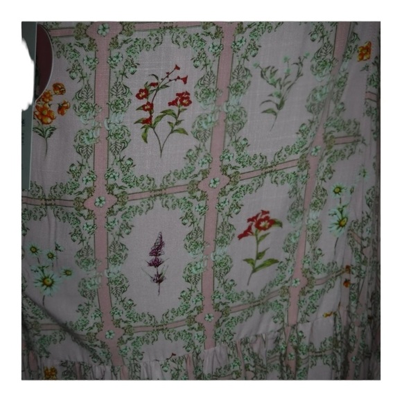 AGUA BENDITA x Target Pink Floral Ruffle Sleeve Tiered Mini Dress Large Blogger - Picture 13 of 14